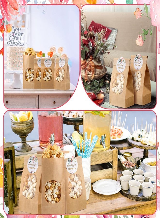 Funnymoom أكياس فشار ورقية من Funnymoom، 48 قطعة، مكتوب عليها "شكراً لزيارتكم" للاحتفال، مع 48 ملصق فشار دائري، مناسبة لحفلات الخطوبة والزفاف وحفلات توديع العزوبية (زهرة الورد، وردي). - Image 5